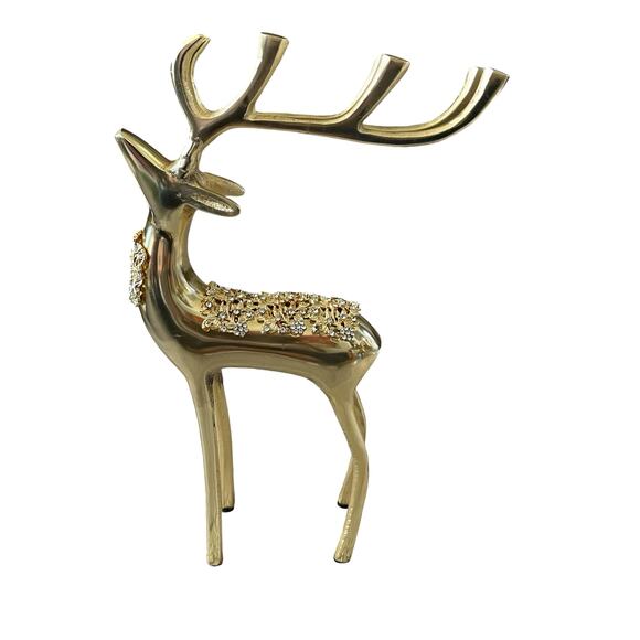34th & Pine Gold Metal Rhinestone Reindeer Set of 2 Christmas Holiday Decor NEW - Picture 10 of 15